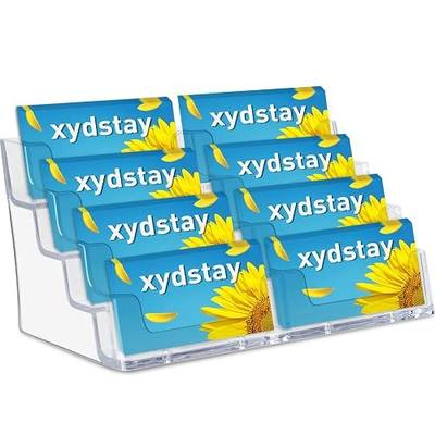 Acrylic Business Card Holder for Desk,4-Tier Clear Plastic Display Stand with 8 Pockets, Holds 400 Cards,ldeal for Office & Workspace Organization