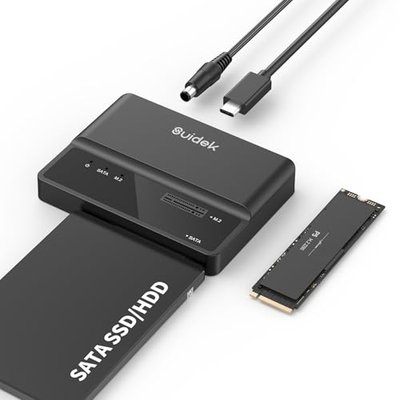 SUIDEK NVMe SSD Enclosure, 10Gbps USB to M.2 and SATA Adapter Tool Free