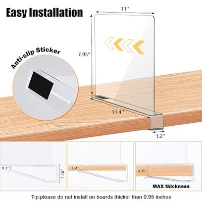 xydstay 6 Pack Clear Acrylic Shelf Dividers for Closet Organization, Purse Organizers for Closet, Clothing Dividers, Handbag Organizers for Shelves in Bedroom and Office