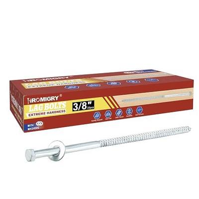 3/8" x 12" Lag Bolts (25 Pcs) 3/8 inch Lag Screws for Wood, Heavy Duty Hex Head with Washers, Zinc Plated