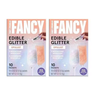 Fancy Sprinkles Opulust Edible Glitter Packets 2 Pack | Moonstone Iridescent & Champagne Rose Gold | For Cocktails & Champagne | Vegan, No Sugar | Wedding & New Year's | 20 Packets