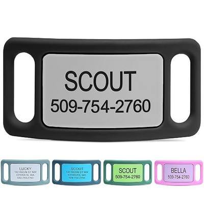 GoTags Silent Dog Tag, Personalized Engraved Silicone and Cat Pet ID Tags | Soundless Quiet Slide On Nameplate for Collars with Name and Number, No More Jingling Tags (Gray, Large)