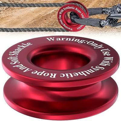 Winch Snatch Recovery Ring, Heavy Duty Break Strength Snatch Block Ring | 66000 LB Towing Rcovery Snatch for Soft Shackle and Synthetic Rope, Compatible with ATV UTV SUV Truck Off-Road Vehicle (Red)