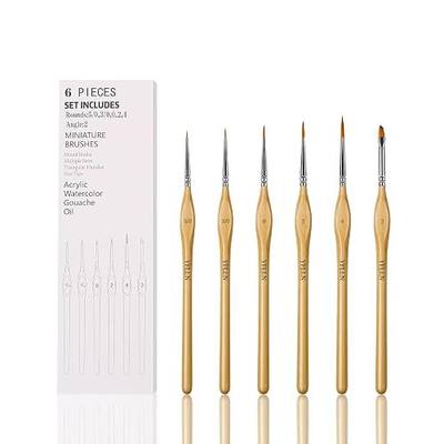 6Pcs Miniature Paint Brushes Set with Triangular Handles - for Acrylics, Oils, Watercolors & Paint by Number, Figurine