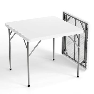 VINGLI White Card Square Table, 34 inch Foldable Legs Full Table Top, Easy to Set up and Store, Folding Portable for Game Puzzles, Gathering, Party, Dining, Indoor, Outdoor, Outside