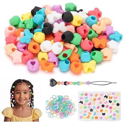 90PCS Silicone Hair Beads, Butterfly Heart Star Braiding Accessories