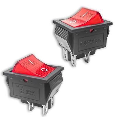 2 PCS KCD4 DPST 4 Pin Red Lighted 2 Position Rocker Switch | DPST Boat Toggle Switch,16A/250V 20A/125V AC,for Water Dispenser,Motorcycle Light,Treadmill,Electronic Equipment