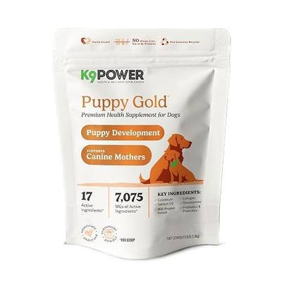 K9Power Puppy Gold 3lb – Puppy Supplement for Growth & Development – Also Supports Pregnant & Nursing Mothers – Colostrum, DHA, Glucosamine, Collagen, Probiotics, Creatine, Milk Protein, Salmon Oil