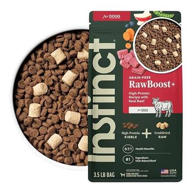 Instinct RawBoost, Dry Dog Food + Freeze Dried, Real Beef, 3.5 lb. Bag | High-protein kibble with FreshDried raw bites, USA-raised beef, grain-free recipe, 6-in-1 health benefits