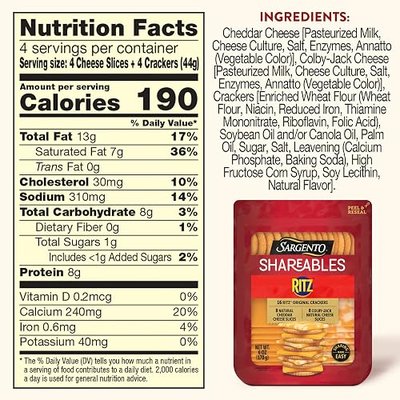 Sargento Shareables Cheddar & Colby-Jack Natural Sliced Cheese with Ritz Original Crackers Cheese Tray, 6 oz.