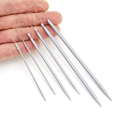 Acoeitl 6 Pcs 3 Size Aluminum Blunt Yarn Needles Large Eye Wool Needles for Yarn Crochet Weaving Darning Tapestry Needle for Beginners Sewing Needles Stitches (5.1 in,4 in,2.8 in)