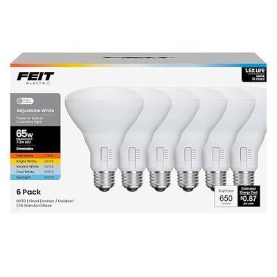 Feit Electric BR30 LED Light Bulbs, 65W Eq, Dimmable, 5CCT, 6 Pack | E26 Base, 2700K - 5000K, 650 Lumens, CRI 90+, 15 Year Life, for Recessed Cans, Wide Flood Beam