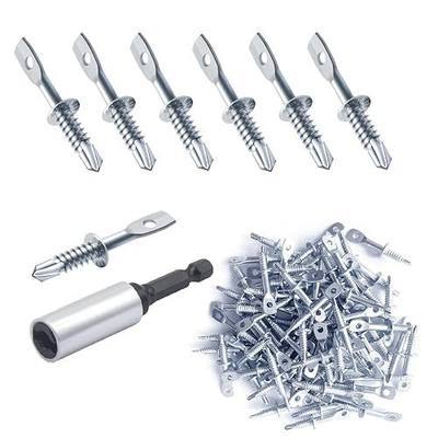 36Pack Eye Lag Self Tapping Screws 2" Eye Lag Wood Screws with 1pcs Driver Drilling Point Dura-Screws Zinc Plated Heavy Duty Eye Lag Self Drill Screw