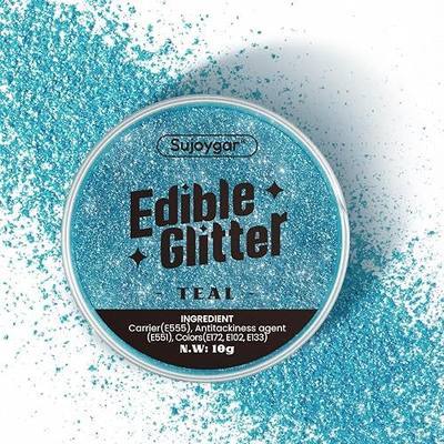 (10g) Teal Blue Edible Glitter for Drinks Cakes Sujoygar | Food Grade No Taste, Blue Edible Drink Glitter Bulk, Cake Luster Dust Edible, Easter Mermaids Sprinkls Party Cake Decoration