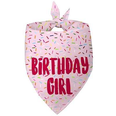 Birthday Girl Dog Bandanas 1 Pack, Pink Donut Theme Dog Scarfs Bibs, Triangle Reversible Pet Scarves for Birthday Girl Handkerchief for Small Medium Large Dogs (Pink, Large)