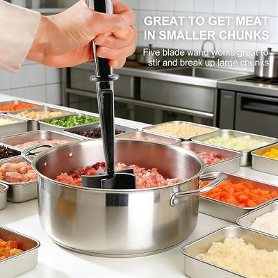 8 Pack Meat Chopper with 5 Curved Nylon Blades
