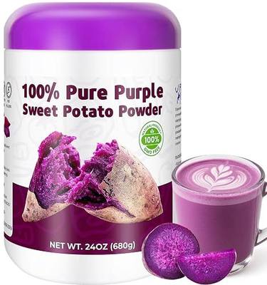 24oz Pure Purple Sweet Potato Powder, 100% Natural Food Coloring for Baking | 680g Ube/Purple yam alternative powder for frequent home bakers, family size, drinks, lattes, smoothies, non-GMO, gluten free