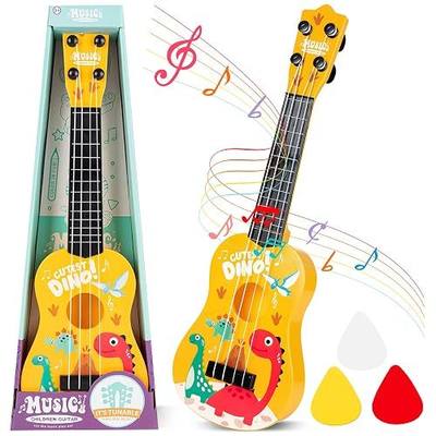 Mini Guitar 17 Inch Kid Guitars Toddler Guitar Ukulele | 4 Strings Guitar for Kids, Christmas GIft Party Favor, Kids Musical Instruments Educational Toys for Beginner (Dinosaur)