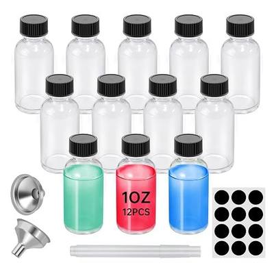 12Pcs 1OZ Small Clear Glass with Lids and Funnels, 30ml Boston Round Glass Bottles, Mini Bottles, Perfect for Diy Essential Oils, Perfumes, Whiskey and Juices (12)