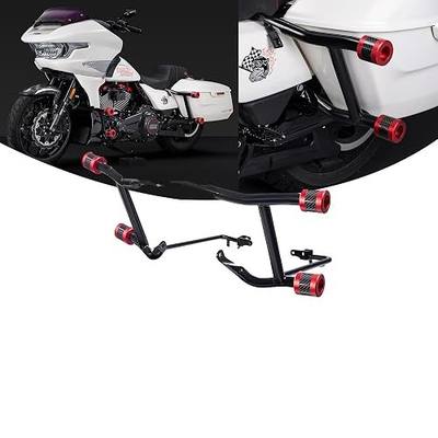 Advanblack Protek Rear Performance Crash Bar Saddlebags Guards Compatible with 2014-2026 Harley Touring Street Glide Road Glide (Red CNC w/Carbon Inlay)