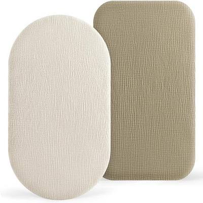 Bearmoss 2-Pack Baby Bassinet Sheets for Girls, Boys-100% Cotton Bassinet Mattress Sheets Compatible with Bassinest Swivel Sleeper, Muslin Bedside Sleeper Rectangle Cradle Pad Sheets 33"x17"