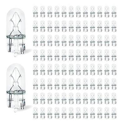 194 Bulb 100 Pack 12V 5W T10 168 2825 W5W Clear Incandescent Miniature Bulbs Glass Wedge Replacement for License Plate Side Marker Tail Light Dash Instrument Panel RV Camper Truck SUV
