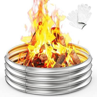 3FT Round Outdoor Fire Pit Ring, Heavy-Duty Galvanized Steel Fire Ring for Camping, Backyard Bonfires, and Outdoor Activities, Silver Raised Garden Bed