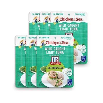 Chicken of the Sea Wild Caught Light Tuna, Dill Salad, 2.5 oz, 6-Pk | 100% Skipjack Packets, Dolphin Safe, High Protein, Gluten Free, Keto, Omega-3, Ready to Eat, Great on Crackers and Sandwiches