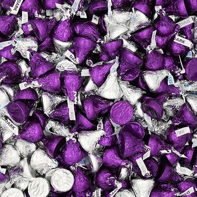 Chocolate Mix - Milk Chocolate & Dark Chocolate, 2 lb Bulk Candy Bag (Approx. 190 Pieces), Purple and Silver Foils, Perfect for Weddings, Parties, Dessert Tables, and Candy Buffets