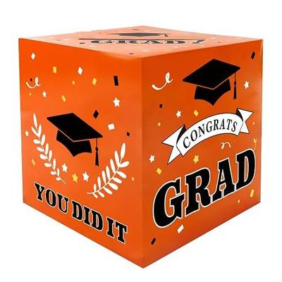 2025 Graduation Decorations, Orange Black Graduation Card Box, Graduation Table Decorations Class of 2025 Graduation Gifts Money Box for Cash Gift Graduation Accessories Grad Party Favors Supplies