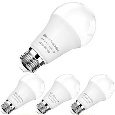 4-Pack Dusk to Dawn LED Light Bulbs, 75W Equivalent, Daylight 5000K 1,100LM, Automatic On/Off Outdoor Light, E26 A19 10W Bright Porch Light Bulbs, for Indoor/Outdoor Yard Patio Garage Garden
