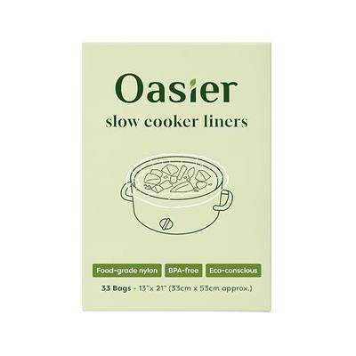 Slow Cooker Liners, Disposable Oval Large Size 33 Count | 13" x 21", Fits 3-8 Quart Pot Cooking Bags for Easy Cleanup, Food Safe & Leak-Proof
