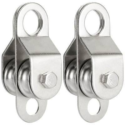 Double Pulley Block Small Snatch Cable for 0.23Inch/6mm Wire Rope, Pulley Wheel Bearing Inside, 2Pack