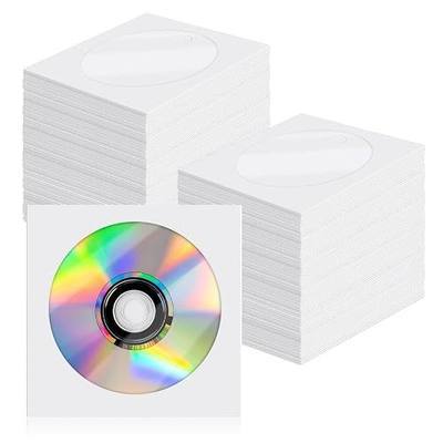 200 Pack CD DVD Sleeves, White | DVD Sleeves Envelope Holder, Clear Window and Flap, 5x5 inch/12.7x12.7 cm