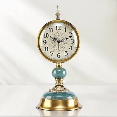 BRONVIA amusediy 6-Inch Vintage Mantel Clock, Antique Desk Clock, Retro Anniversary Clock with Metal and Ceramic Body, Silent Table Clocks for Fireplace,Easy to Read DéCor Clocks for Living Room.