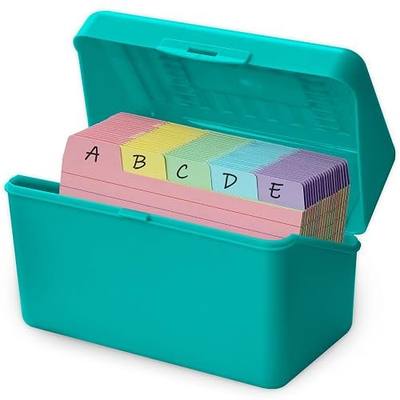 Olivo 3x5 Index Card Holder Box with 100 Cards Dividers Tabs 3"x 5", Teal