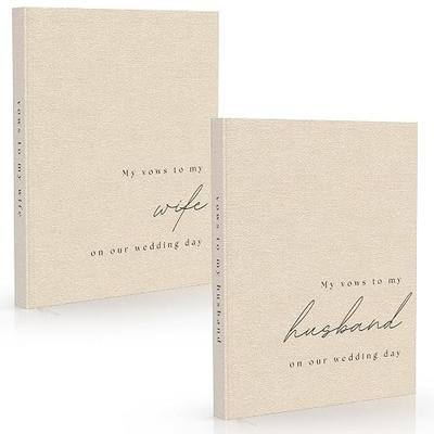 Wedding Vow Books His and Hers 2 Pack Linen Hardcover Vow Book Set | Bride and Groom Notebook for Ceremony Vows - Bookmark & Thick Lined Pages - Renewal & Wedding Stuff Must Haves - Beige