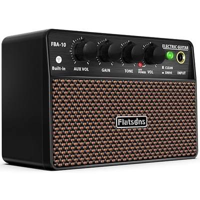 Flatsons 10W Mini Guitar Amp,Rechargeable Electric Guitar Amplifier | with Clean/Drive Channel,6H Working,3.5mm headphone jack for silent practice,Wireless Portable Amp for Practice & Traveling