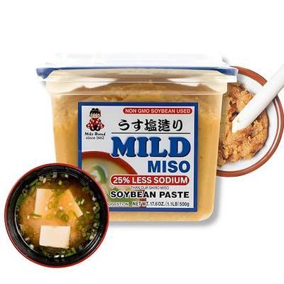 Miko Japanese White Miso, Shiro Miso Paste- 25% Low Sodium Miso Paste, All Natural Sweet Light Flavor, NON GMO 17.6oz Per Pack