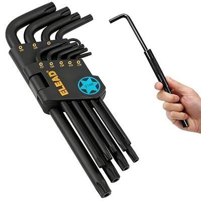 ELEAD 11-Piece Torx Star Allen Wrench Set with Extension Bar, Long Arm Torx Key Set T10-T50, Heat-Treated S2 Steel