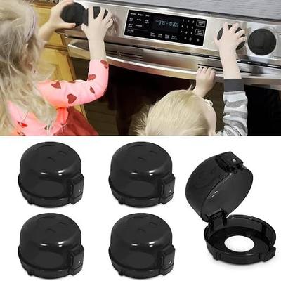 Childproof Stove Knob Safety Covers, Black Oven Knob Covers, 5 Pack | Stove Knob Covers for Child Safety, Oven Knob Covers & Gas Stove Locks, Heat-Resistant Adhesive, Double-Key Baby Proof Covers
