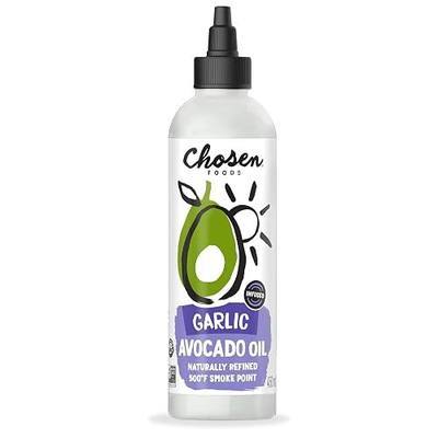 Chosen Foods Garlic Avocado Oil Squeeze Bottle - 16.2 Fl Oz - For Drizzling, Sautéing, Roasting & Searing - High Smoke Point Cooking Oil - Kosher, Keto Friendly - With Recipe eBook