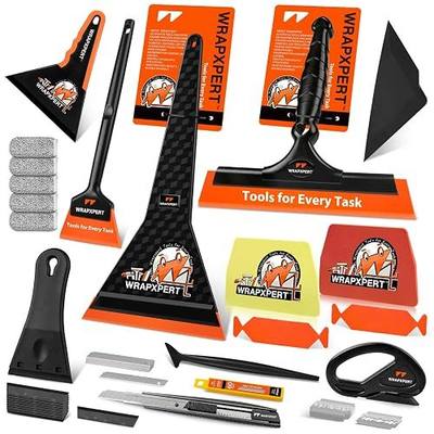 WRAPXPERT Car Window Tint Tools Kit Vinyl Wrap Tool Car Glass Protective Film Wrapping Installation Kit Long Handle Rubber Squeegee for Window Tint Application Felt Squeegee for Vinyl Wrapping