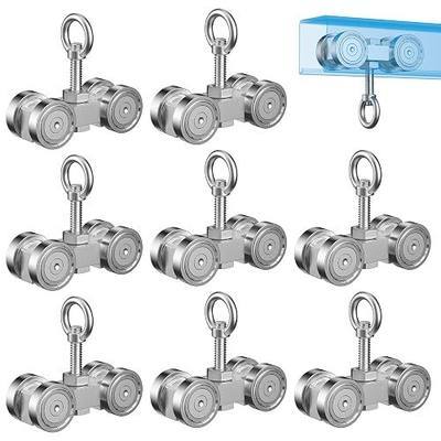 4 Wheel Trolley Assembly Roller Trolley - Silent M10 Bolt and Nuts - Use with 1-5/8" Wide Wide and All 1-5/8" Unistrut Strut Channel (8 Set)