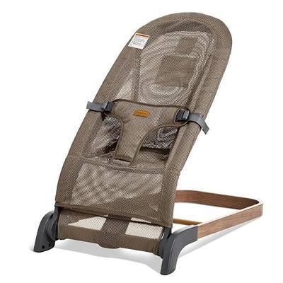Foldable Baby Bouncer, Baby Bouncer Seat with 3 Adjustable Heights, Portable Newborn Rocker, Ergonomic Bouncer Seat for Natural Bounce, Bouncer for Babies 0-6 Months, Breathable Mesh (Light Brown)