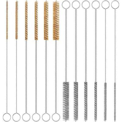 12-Pieces Brass Wire Brush Stainless Steel Wire Brush Set 12" Long Pipe Cleaners Parts Cleaning Brush Metal Brush for Cleaning Tubes, Cylinders, Bottle, Auto Parts (6mm/8mm/10mm/15mm/18mm/20mm)