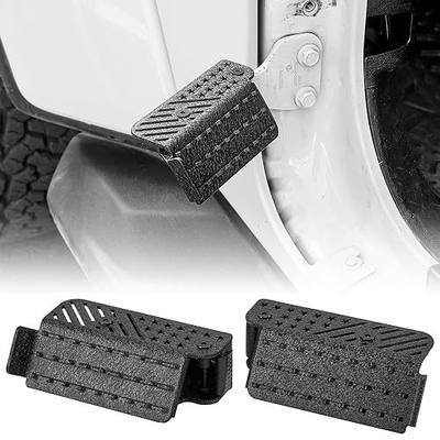 JOYTUTUS 120°Ergonomic Foot Pegs for Wrangler JK/JKU/JL/JLU (2007-2025) & Gladiator JT (2020-2025) - No-Drill Metal Door Hinge Footrests with Anti-Slip Surface & American Flag Design