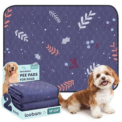 LOOBANI Reusable Puppy Pads: 2 Pack Washable Pee Pads for Dogs Super Absorbent, Waterproof Dog Whelping Pad, Non-Slip Potty Training Pads for Dogs Crate, Playpen, Floor, Bed, 18" x 24", Purple
