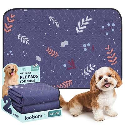 LOOBANI Reusable Pee Pads for Dogs: 2 Pack Washable Puppy Training Pads 24" x 36", Waterproof Dog Pee Pads Non-Slip, Absorbent Dog Whelping Pad for Playpen, Crate, Floor, Sofa, Purple