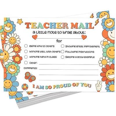 LOVEDMORE Groovy Teacher Mail Incentives Cards for Elementary Students, Classroom Must Have Rewards Cards for Teachers Supplies